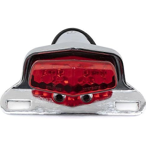 Ensemble feu arrière LED, feu stop, feu de position et support de plaque d'immatriculation pour moto rétro Ranger Stick King CG Tianjun (alliage d'aluminium électroplaqué) (1/5)