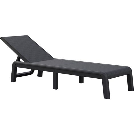 Dmora - Sonnenliege Muccia, Gartenliegestuhl, Klappbett für den Außenbereich, Liegendes Feldbett, 188x58 h29 cm, Anthrazit (1/5)