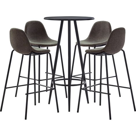 Ensemble Table + 4 Tabourets de bar Table haute et bar Tissu Gris foncé 14109 (1/5)