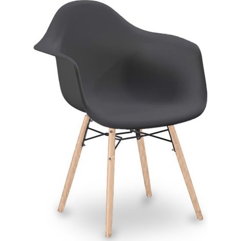 Dining Chair Scandinavian Design - Wooden Legs - Nordika Dark grey (1/4)