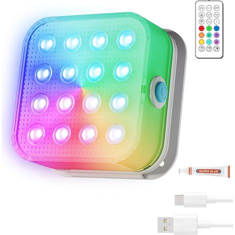 Projecteurs submersibles rechargeables pour piscine - Projecteurs LED étanches pour piscines hors sol et enterrées, 16 couleurs changeantes avec télécommande RF, éclairage magnétique pour bassin et sp (1/5)
