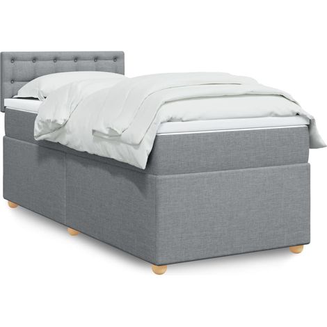 Boxspringbett mit Matratze Hellgrau 80x200 cm Stoff