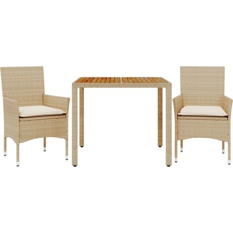 Maison Exclusive - 3-tlg. Garten-Essgruppe mit Kissen Beige Poly