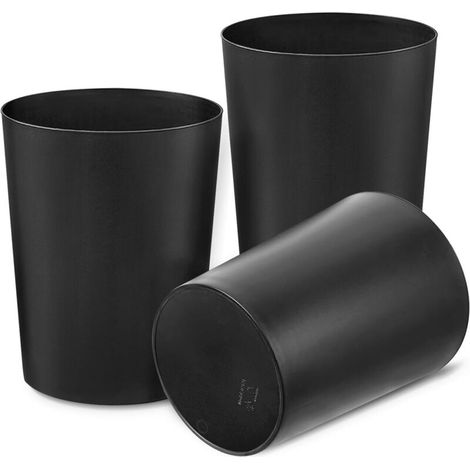 Lot de 3 corbeilles de 212126.5cm - Pour salle de bain, cuisine, bureau à domicile, dortoir - Noir (1/4)