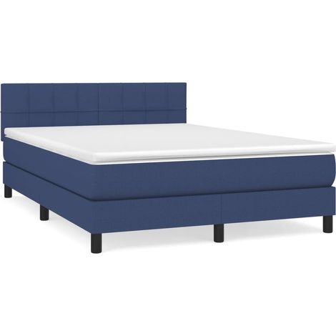 Maison Exclusive - Cama box spring con colchón tela azul 140x190 (1/5)