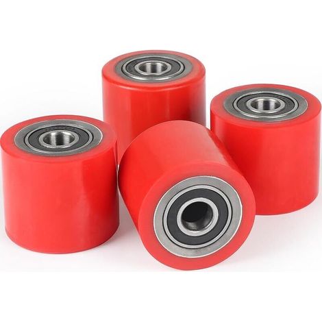 Lot de 4 Roues de Transpalette Polyuréthane 80 x 70 mm, Axe 20mm Charge Maximale 600 kg Avec pour Transpalette Roulements à Billes (1/5)
