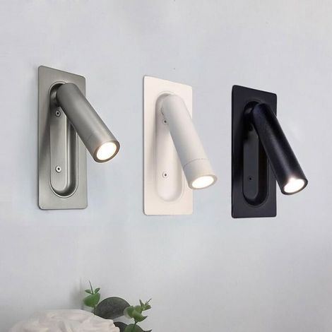 Applique murale moderne à commande magnétique pour hôtel, lampe de chevet, lampe de lecture, spot LED à angle réglable, style nordique minimaliste, applique murale intégrée pour couloir, entrée, noir, (1/3)