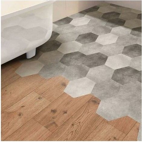 Lot de 10 dalles hexagonales de sol imperméables, antidérapantes et autocollantes en ciment - Revêtement de sol décoratif, (1/5)