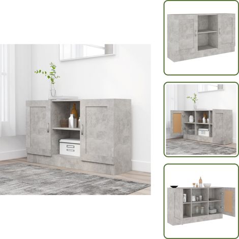 Sideboard Betongrau 120x30,5x70 cm Holzwerkstoff - Beton Grau Sideboard - Wohnzimmermöbel - Regal - Schreibtisch - Ablagefläche (1/5)