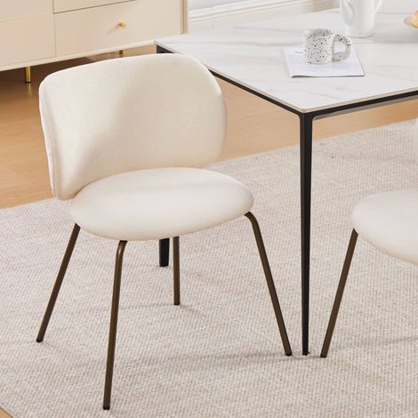 Chaise salle manger chenille dossier courbe creme OKMYHOME (1/5)