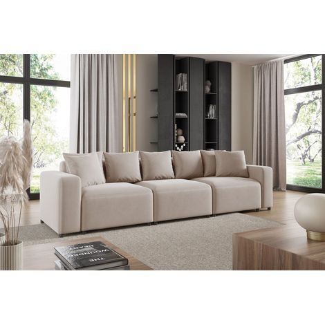 Sofa Designersofa Bigsofa MEGAN 3-Sitzer in Stoff Salvador Hellbeige (1/3)