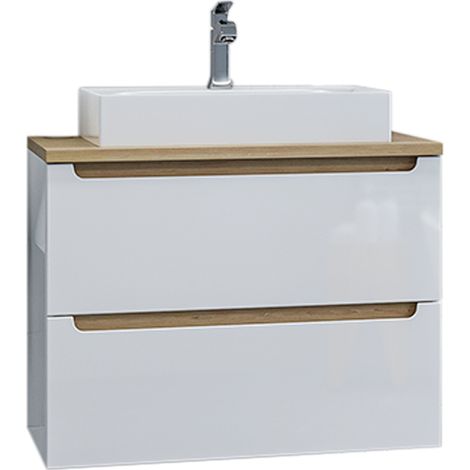 Waschtisch 80cm Livia mit 2 Schubladen, Weiß