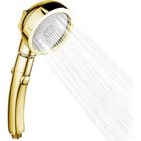 Douchette universelle à 3 jets, économie d'eau, revêtement chromé et pommeau amovible, pour salle de bain, or [jl] - AquaForge (1/5)