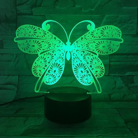 Veilleuse LED papillon 3D, lampe de table pour chambre d'enfant