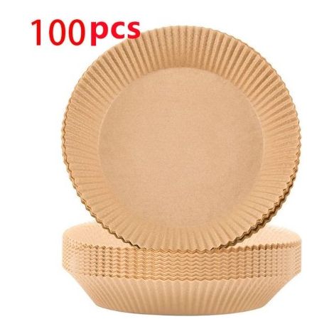 100 feuilles de papier sulfurisé antiadhésif jetable pour friteuse à air, non perforées et non adhésives (1/4)