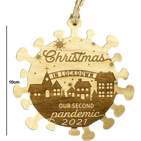 Weihnachtsdekoration 2021, hängender Baumschmuck aus Holz, Pandemie-Anhänger (1/3)