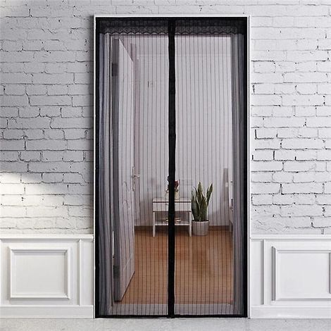 (noir 90x210cm) Rideau De Porte Magntique Transparent, Rideau De Porte Mailles, Joint Magntique De Haut En Bas, Fermeture Automatique, Maintien D (1/3)