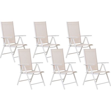 Lot de 6 Chaises de Jardin en Aluminium et Textile Beige Style Industriel Catania (1/5)