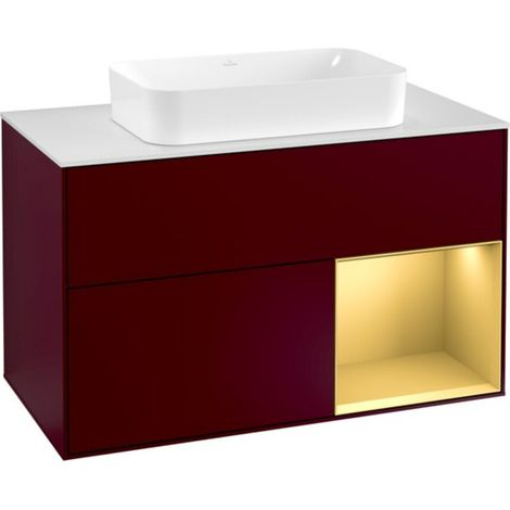 V&B Waschtischunterschrank Wandbeleuchtung Finion 100, Abd.-Pl. wh. m, Reg re gol m, Peo m (1/2)