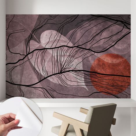 Papier peint adhésif autocollant pour salon chambre à coucher peint imprimé pour mur Abstraction énergique 104x70 cm (1/5)