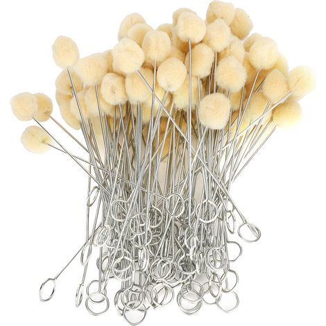 100 Pièces Boules de Laine pour Teinture à l'Huile, Poignée Métallique, Outil Artisanal DIY pour Cuir (1/5)