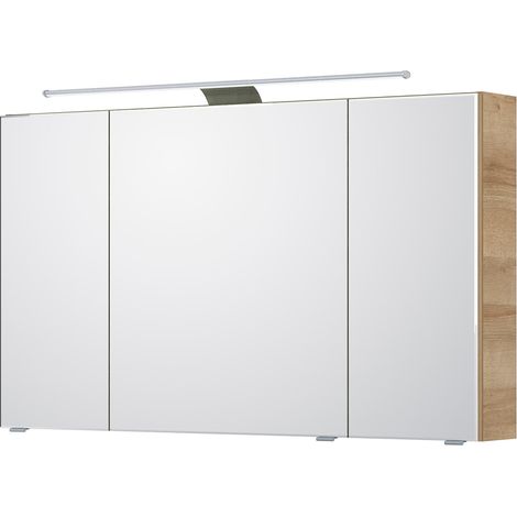 Bad Spiegelschrank, 120cm, mit LED-Aufsatzleuchte in Riviera Eiche quer Nb. SOLINGEN-66, B/H/T ca. 120/70,3/17 cm (1/5)