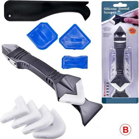 Buse de calfeutrage 3 en 1 en silicone, Grattoir, Outil de finition de mastic, 5 embouts pour cuisine salle de bain, joints d\'évier (1/4)