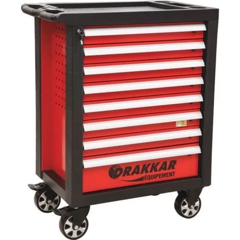 Drakkar Equipement – Servante d'atelier 8 tiroirs – Charge max 25 kg par tiroir – Dimensions 770x460x970 mm – Tiroirs sur roulement à billes (1/3)