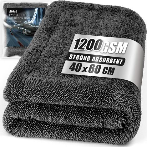 Mikrofaser Trockentuch Auto 1200GSM, 60x40cm, fusselfrei, kratzfrei, schwarz (1/5)