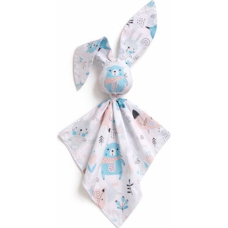 Suave y adorable manta de conejito de peluche de algodón - Osos de peluche azules (1/5)