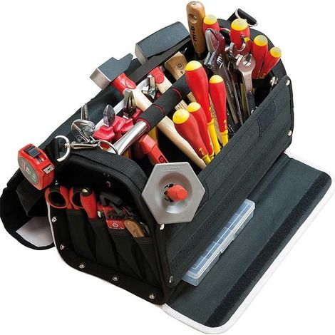 Mob Mondelin – Boîte à outils 47 outils électricien Easy Bag – Toile 600D résistante – Dimensions L36 x l19 x H19 cm – Volume 12 L avec soute