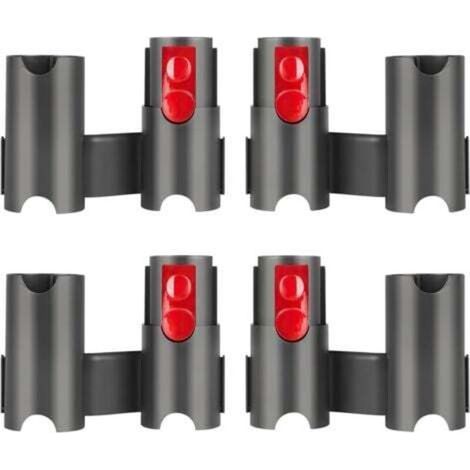 4 Pièces Support D'accessoires pour Dyson Aspirateur, Robuste et Facile à Utiliser, Support de Rangement pour Dyson Aspirateur, Large Compatibilité, pour Dyson V7 V8 V10 V11 V15 (Noir + Rouge) (1/4)