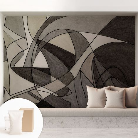 Papier peint intissé décoratif avec colle pour salon chambre et bureau Installation rapide Abstraction géométrique 208x146 cm (1/5)