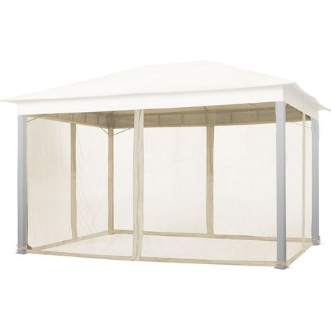 TOOLPORT Moskitonetz für Gartenpavillon Sunset Classic 3x4 m - Polyester - Insektengitter mit Reißverschluss - champagner