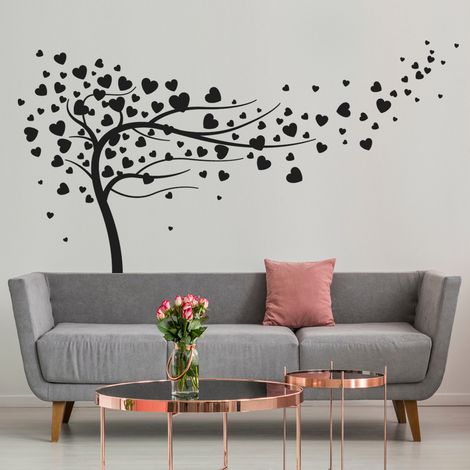Sticker Mural - Arbre Coeurs - 17x30 cm - Noir (1/3)