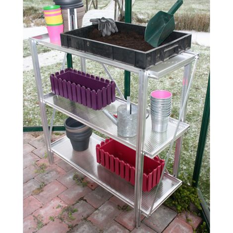 KGT Gewächshaus Zubehör Universal Regalsystem 100x35 cm Aluminium freistehend