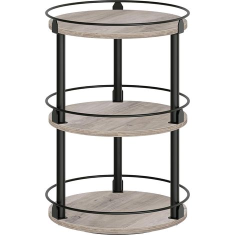 Étagère à Épices, Organisateur Pivotant, Plateau Rond à 3 Niveaux, Plateau à Épices Rotatif, pour comptoir de Cuisine, Table à Manger, Coiffeuse, Bureau, Gris Patiné et Noir XSR23BG (1/5)