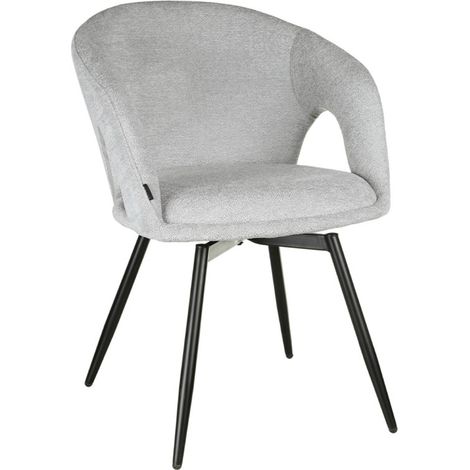 Chaise rotative 180° en tissu doux gris clair et pieds métal - ALEX (1/5)