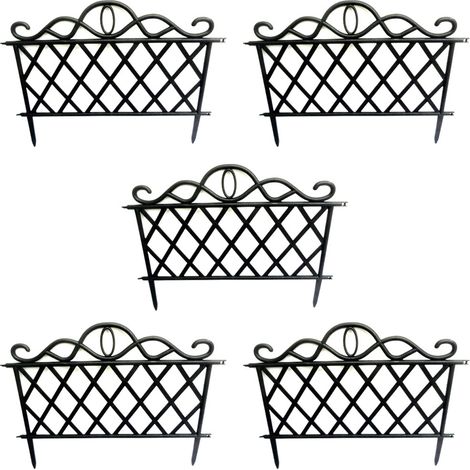 Clôtures de jardin décoratives en métal antirouille, lot de 5, 47,7 x 36 cm, pour terrasses et patios extérieurs, avec design arqué et panneaux emboîtables. (1/5)