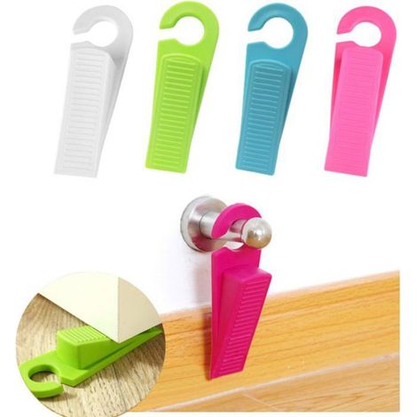 4pcs Butée de porte, silicone antidérapant, protection murale, pour intérieur bureau école, blanc vert bleu rose (1/4)