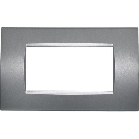TOT Electric T1 Placca Quadra 504 4M Moduli Grigio Scuro Compatibile Bticino Living 8004-8 (1/3)