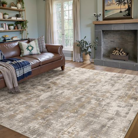 Tapis Salon 200x300cm Marron Lavable en Machine Carpet (1/5)
