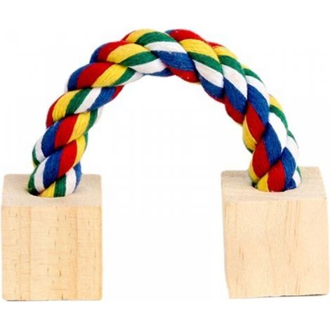 6186 cotton play rope with wood, small animals, 20 cm