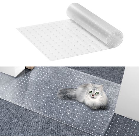 Film de protection de tapis pour animaux de compagnie, 38 cm x 1,1 m, protecteur antidérapant contre rayures de chat PVC, facile à couper, protection tapis en plastique anti-rayures pour chat (1/5)