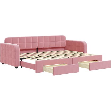 Maison Exclusive - Divano Letto Estraibile con Cassetti Rosa 80x200 cm Velluto (1/5)