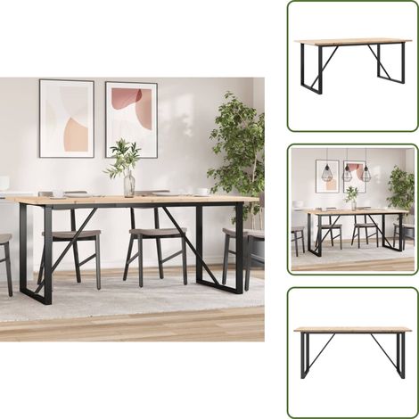 Stahl - vidaXL Esstisch O-Gestell 180x90x75,5 cm Massivholz Kiefer & Stahl - O-Gestell (1/5)