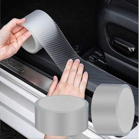 Türkantenschutz (2 Rollen) für Autotüren, Einstiegskantenschutz, Stoßstangenschutz, Antikollisionsband, transparente Carbonfaser-Universal-Autofolie, dekorativ (1/5)