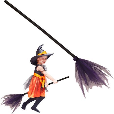 Balai de sorcière Halloween en plastique, accessoire déguisement fête costumée, décoration effrayante