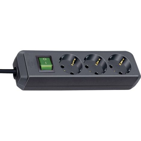 Brennenstuhl 1152300015 Multipresa con interruttore 3 scomparti Nero Schuko 1 pz.