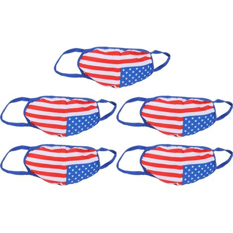 5-teiliges Set waschbarer Baumwoll-Gesichtsmasken mit amerikanischem Flaggenmuster für Erwachsene (1/5)